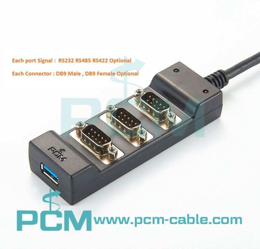 USB RS232 Adapter 3 Port with USB Extension 2