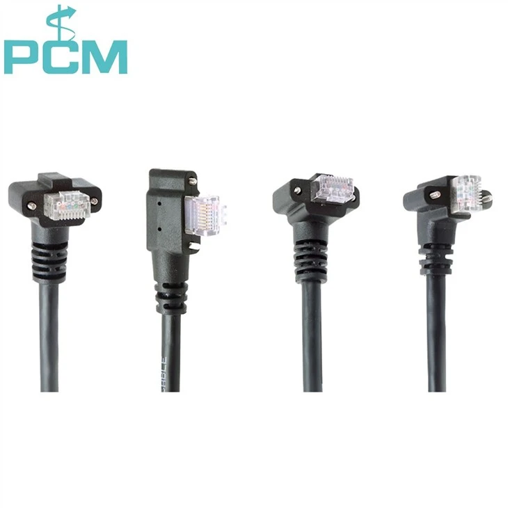GigE Cable High Flex RJ45 Horizontal R A DownAngle W Thumbscrews