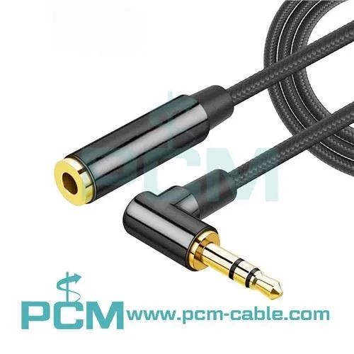 Right Angle 3.5mm Male To Female Audio Extension Cable