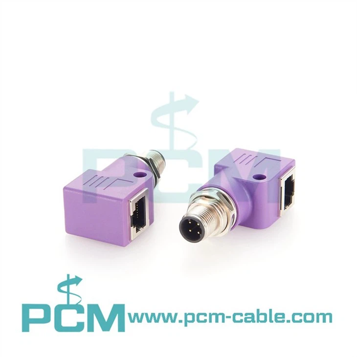 M12 D-Code to RJ45 Control Cabinet Feedthrough Connector