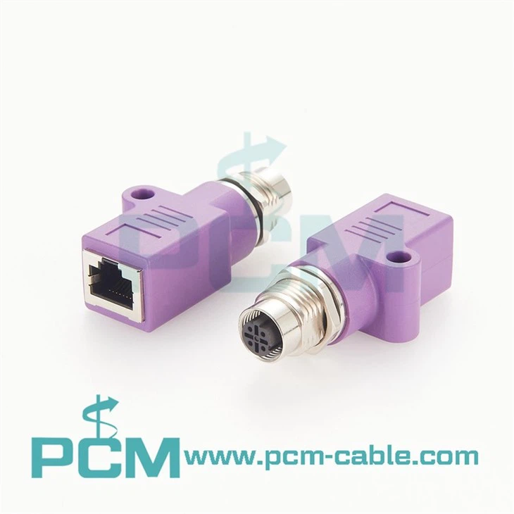 M12 to RJ45 Panel Feedthrough Connector