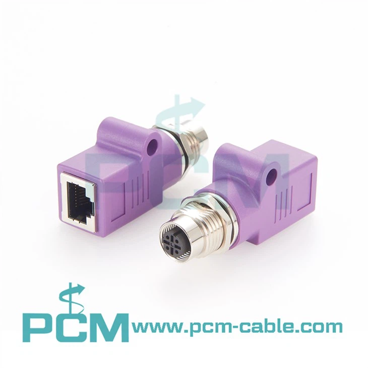 M12 To RJ45 Panel Feedthrough Connector