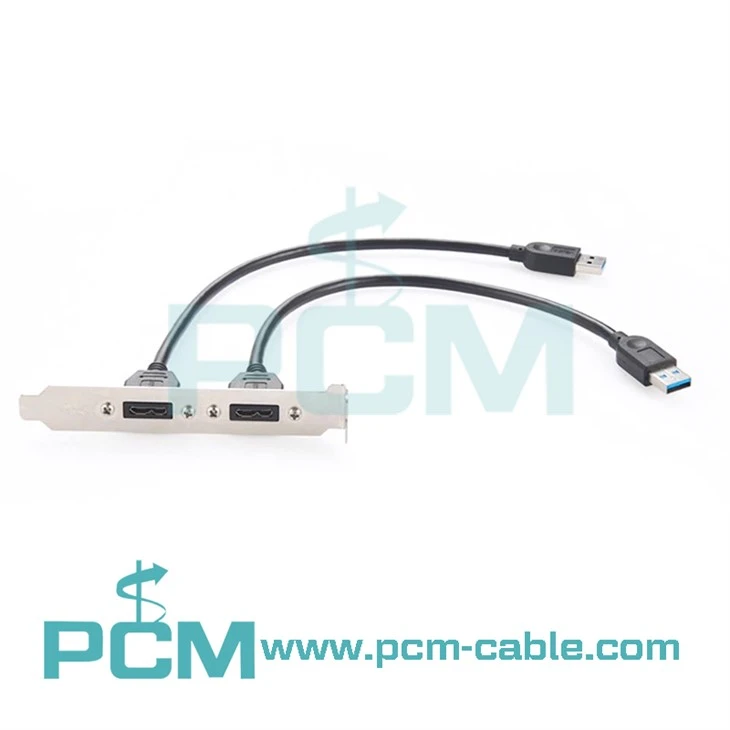 Micro-B Female to USB-A Male Panel Mount