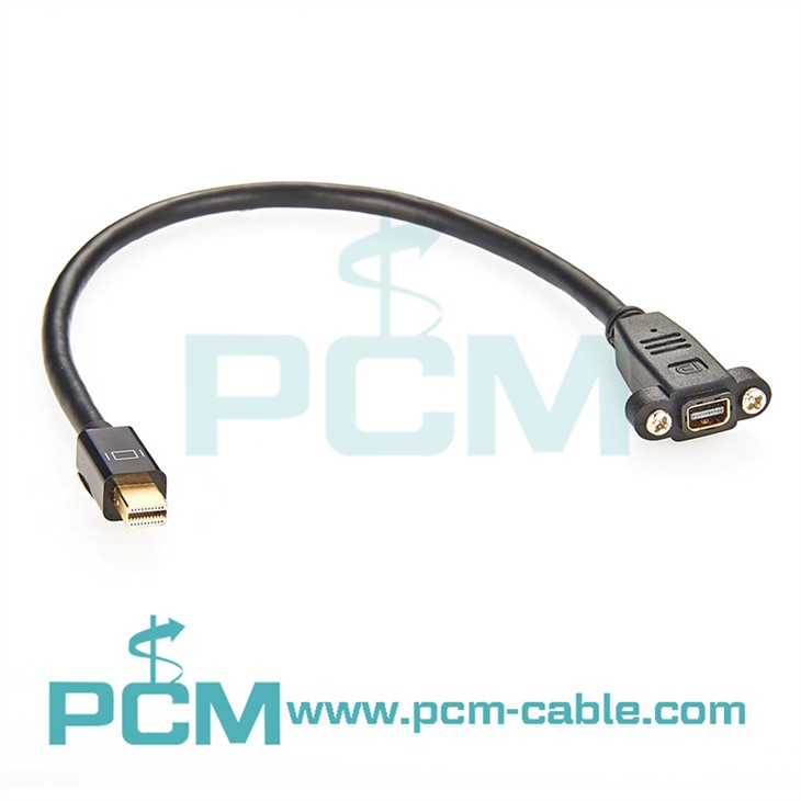 Mini DisplayPort DP Screw Panel Mount Extension Cable