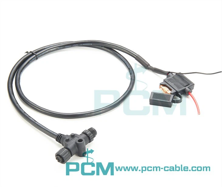 Power Cable Marine Drop Cable with T Adapter Fuse