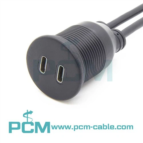 Dual USB 3.1 Type C Male To Female Flush Mount Cable