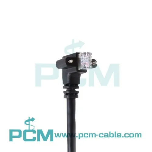 GigE Cable High Flex RJ45 Horizontal Left Exit W/Recessed Screws