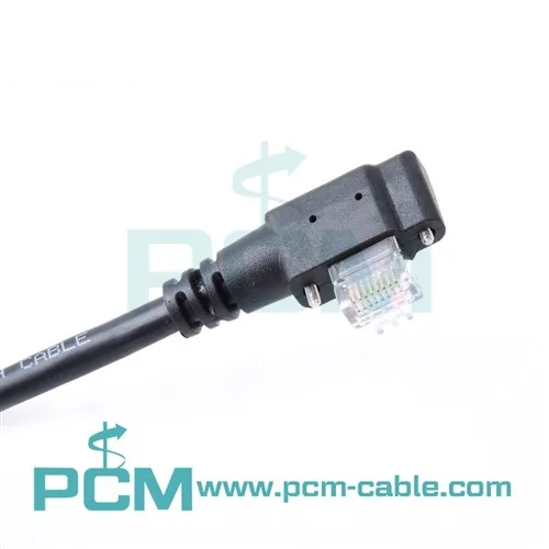 GigE Cable High Flex RJ45 Vertical Right Exit W/Recessed Screws