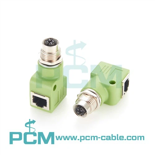 M12 Lead Through For Control Cabinet Female Connector RJ45 Angled
