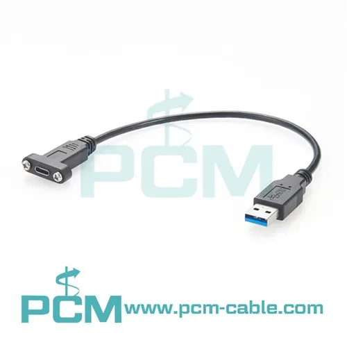 Panel Mount USB-C 3.1 To A Extension Cable