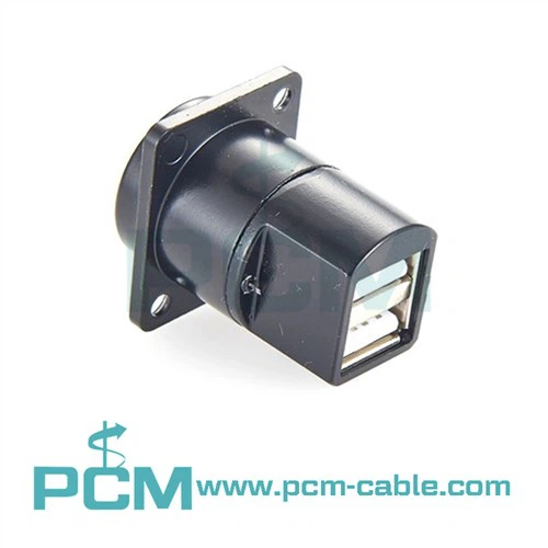 Stacked USB Receptacle Connector Panel Mount