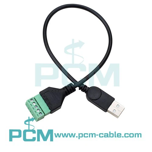 USB 2.0 A Male Plug To 5 Pin/Way Pluggable Screw Terminals Cable