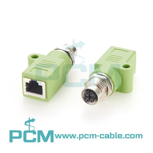 Industrial M12 to RJ45 Ethernet and EtherCat Pane Mountable Adapter