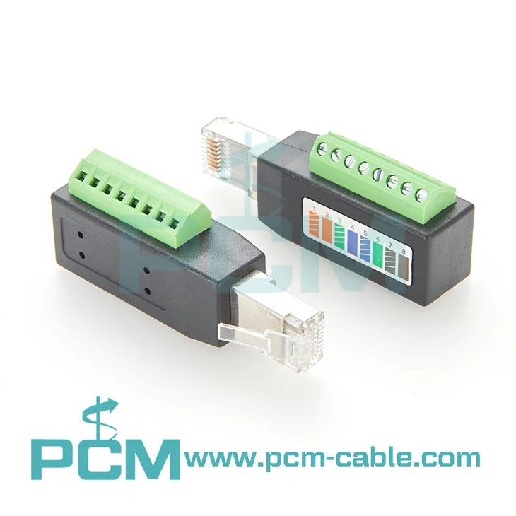 CAT6 RJ45 Male Plug to 8-Pin Terminal Block Adapter