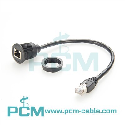 RJ45 Ethernet Round Panel Mount Extension Cable