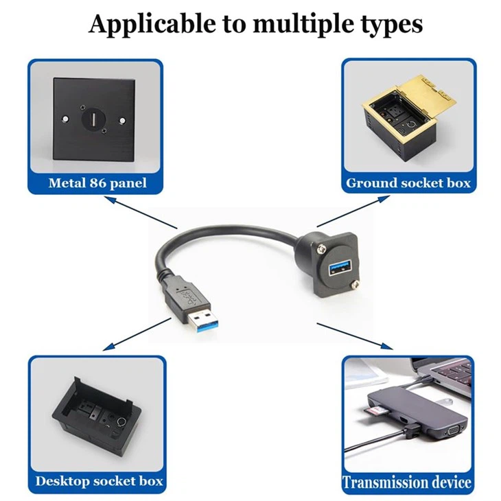 USB 3.0 Panel Mount Adapter, USB 3.0 Short Cable Panel Socket,USB A Female to Female Outlet Panel Connector Extension Cable