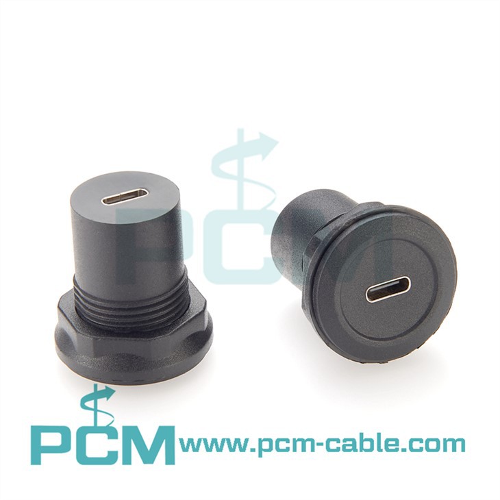 USB C straight through feedthrough panel mount connector