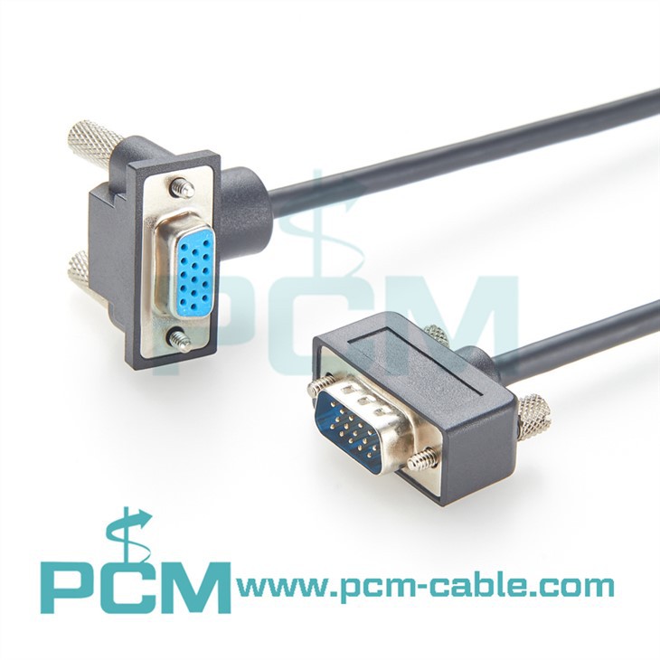 Low Profile 90° Down Angle Up Angle VGA HD15 Extension Cable