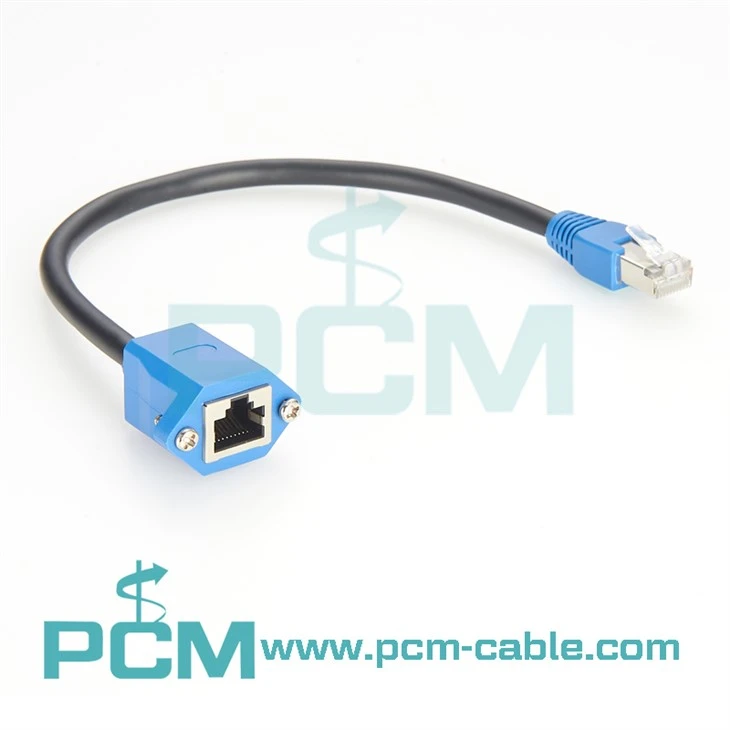 RJ50 10P10C Extension Cable Male to Female Shielded Straight Through Wiring