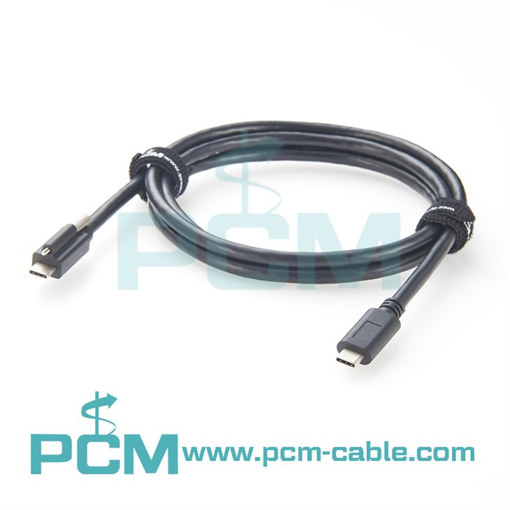 USB single screw lock type-C to C male cable