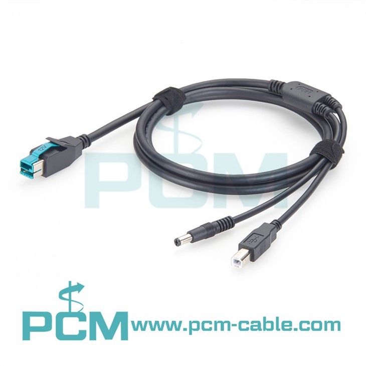 Custom 12V Powered USB 12V to USB B Male DC5521 DC 5.5x2.1 Y Cable for Printer