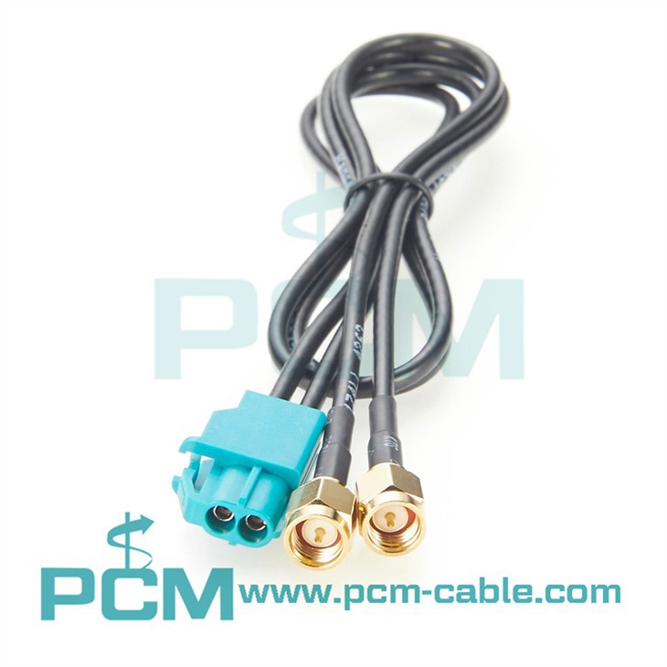 2 Pin Mini Fakra HFM Z Code To SMA Bulkhead Connector Cable Assembly