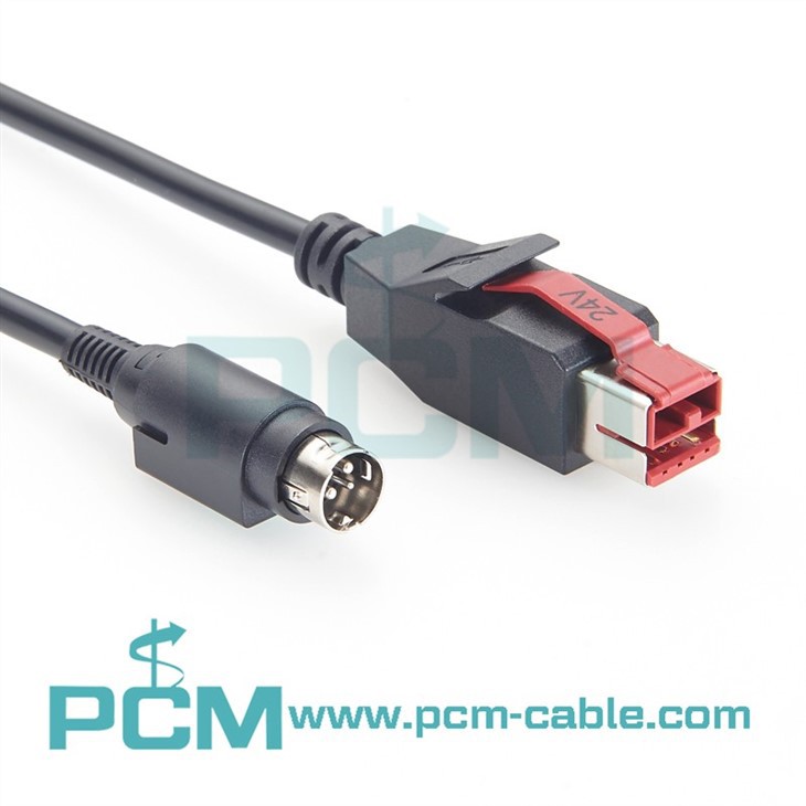 24V Powered USB to Hosiden 3 Pin Male Connector Extension Cable for POS System 3D Printer