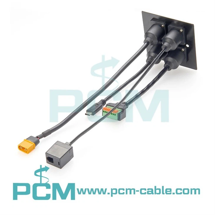 D type panel mount cable RJ9
