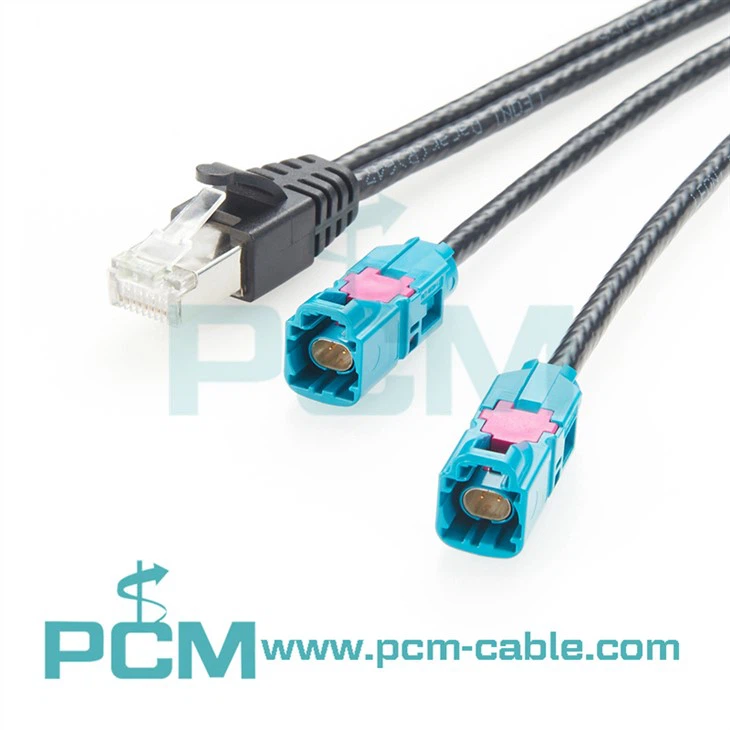 Automotive Ethernet Cable RJ45 To Dual H-MTD Connectors