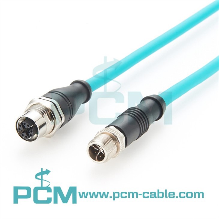 M12 X Code male to female panel mount extension cable