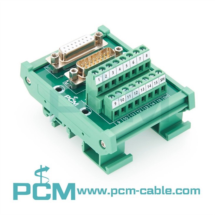 RS232 DB15 D-SUB DIN Rail Terminal Module – 15-Pin Screw Terminal Breakout Board