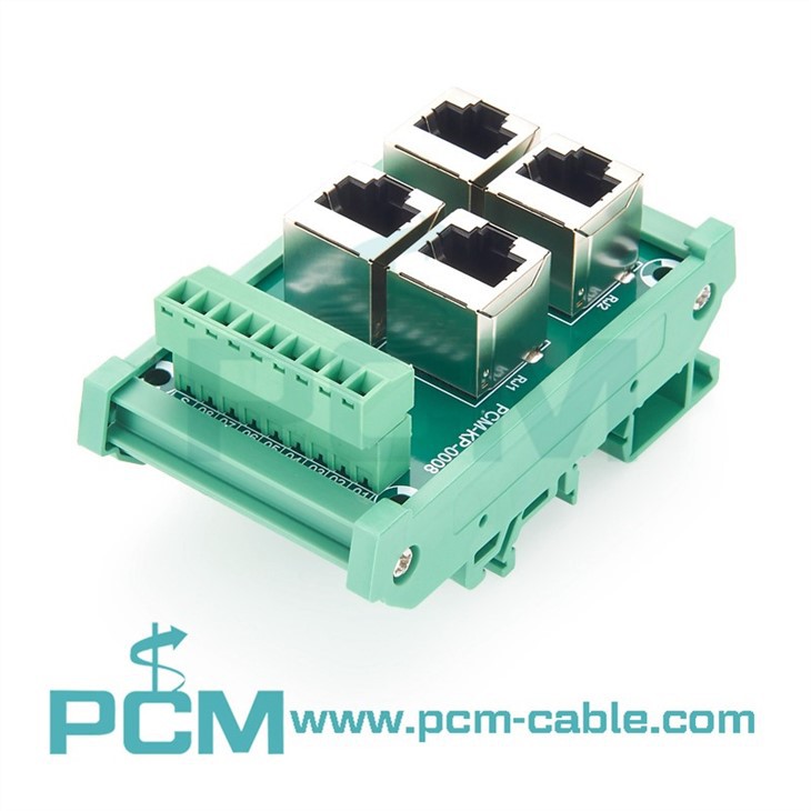 RJ45 8P8C 4-Way Buss DIN Rail Terminal Block Breakout Board