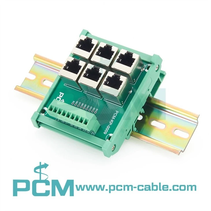 DIN Rail Mount 6XRJ45 Female to Screw Terminal Block Module RJ45 8P8C Jack 6-Way Buss Breakout Board