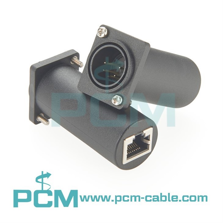 5 Pin XLR Male to XLR Female FeedThru Adapter for D Panel Mounting