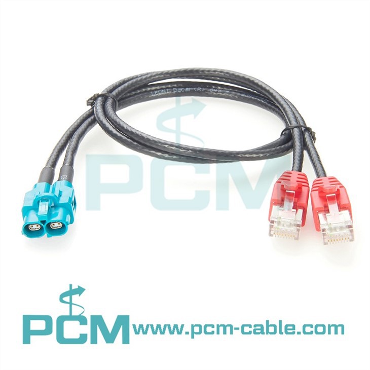 Dual RJ45 Male to H-MTD Z Coded Female Ethernet Cable for ADAS and Infotainment