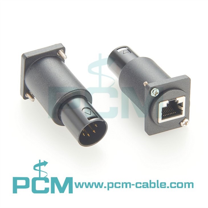 Flange mount 5-Pin XLR Male To RJ45 Adapter
