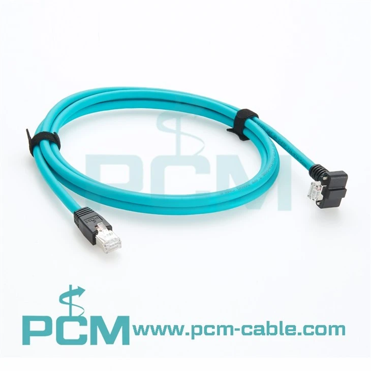 GigE Vision Down Angle Cat6A Ethernet Cable with Horizontal Screws for Machine Vision Systems