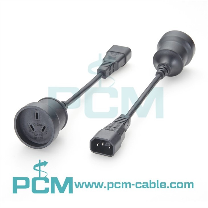 C14 to Au Short Power Cord Adapter,IEC 320 C14 Male Plug to SAA Australia AU 3 Prong Female Power Cord