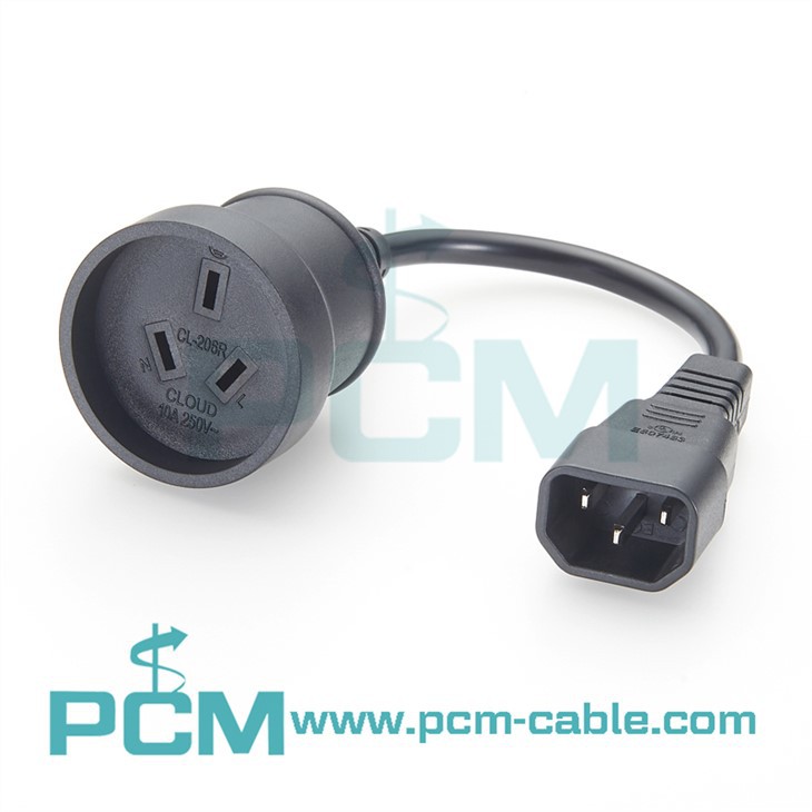 IEC C14 To Australian SAA Female Power Adapter Cable For PDU & UPS