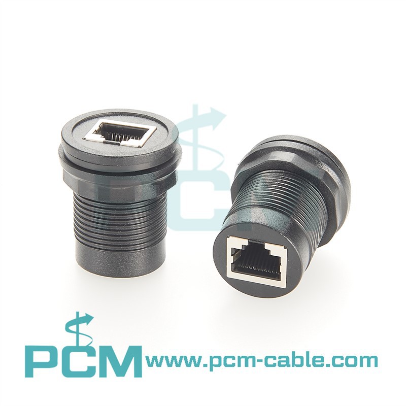 Panel-Mount RJ50 Coupler 10P10C round panel mount bulkhead connector Panel-Mount RJ50 Coupler 10P10C round panel mount bulkhead connector