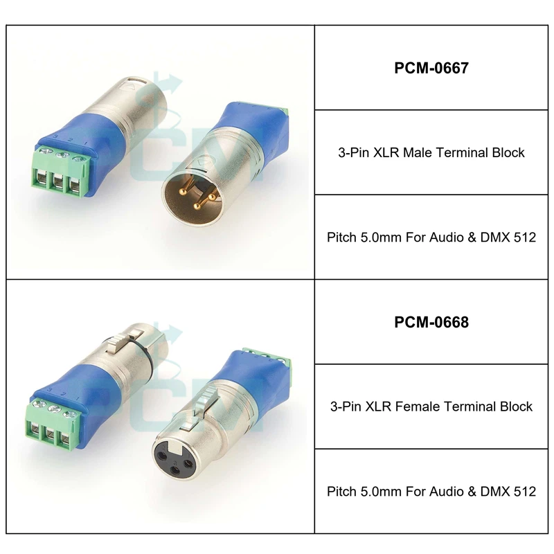 3-pin XLR to terminal block adapter 3-pin XLR to terminal block adapter
