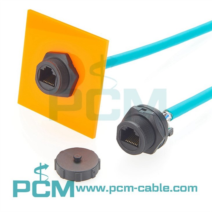 IP67 RJ45 Panel Mount Connector with PCB Board