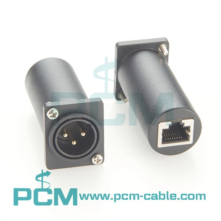 Panel mount DMX XLR to RJ45 adapter for DMX512 lighting