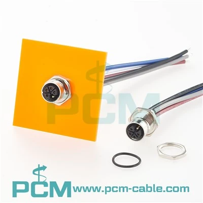M12 L Code Female Panel Mount Power Cable