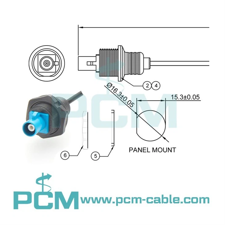 cutout size of fakra bulkhead connector panel mount fakra connector