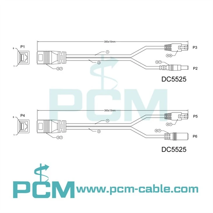 PoE Cable Set Cat5e UTP drawing