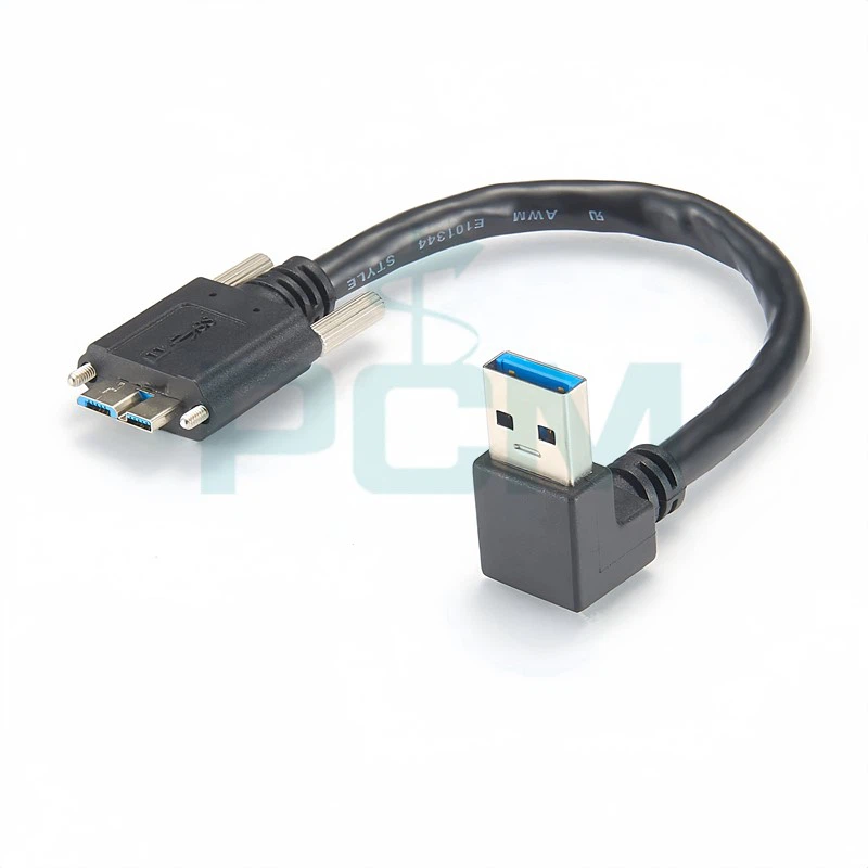 USB 30 A Male to Micro B Male Up Angle with optional Screw Locking Cable USB 30 A Male to Micro B Male Up Angle with optional Screw Locking Cable