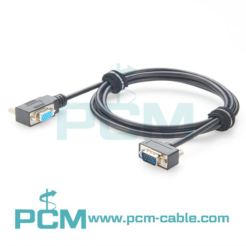 Space-Saving Low Profile HD15 FF VGA Cable 90 LeftRight Angled Design Space-Saving Low Profile HD15 FF VGA Cable 90 LeftRight Angled Design