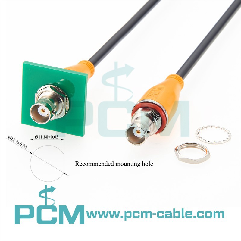 BNC Male to BNC Female Bulkhead Mount Using Flexible RG58 Coax Cable BNC Male to BNC Female Bulkhead Mount Using Flexible RG58 Coax Cable