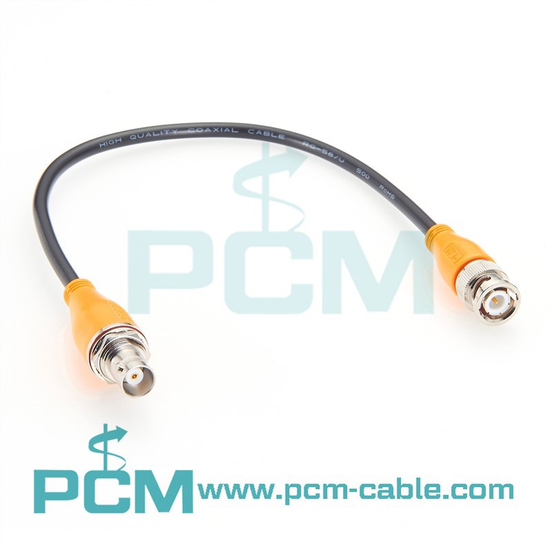 Panel mount BNC male to female extension cable with RG58 coax Panel mount BNC male to female extension cable with RG58 coax